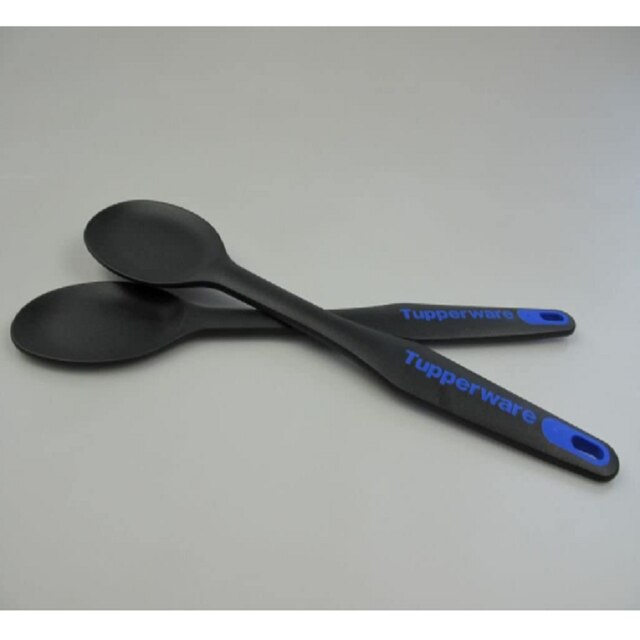 Tupperware-cuchara multiusos para cocinar, cuchara de mezcla negra y azul, cuchara de cocina superior, cuchara de cocina lista para retención: Cooking Spoon Horse Hand x 2