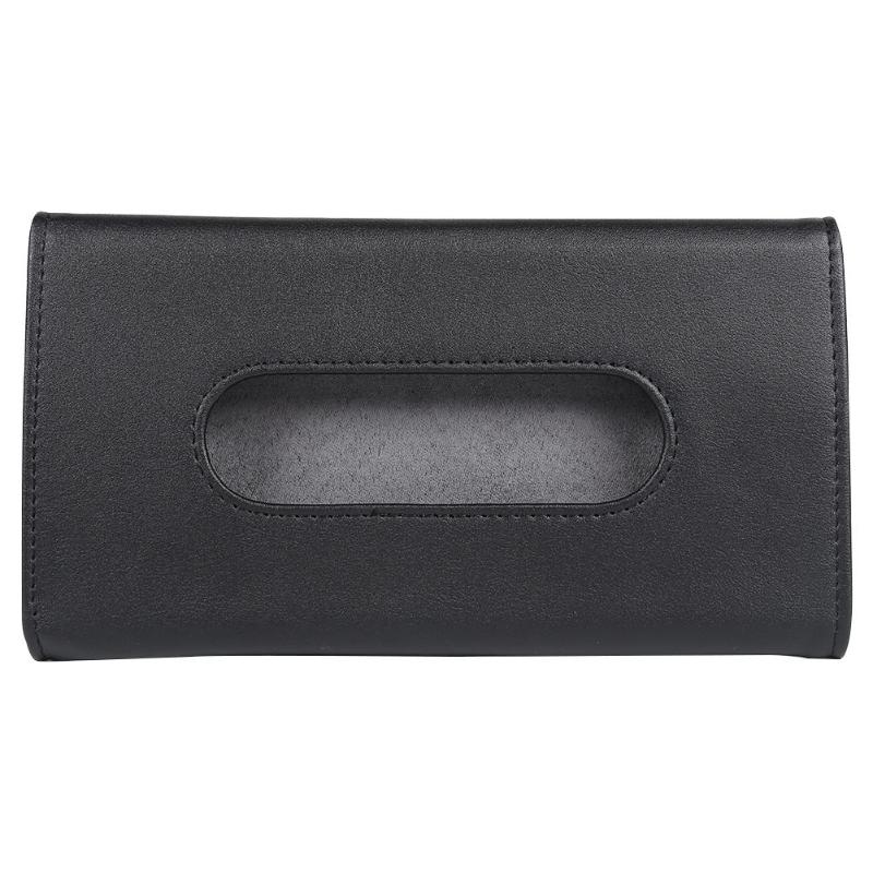 Auto Zonneklep Tissue Doos Houder Pu Lederen Papier Servet Cover Auto Styling: Black