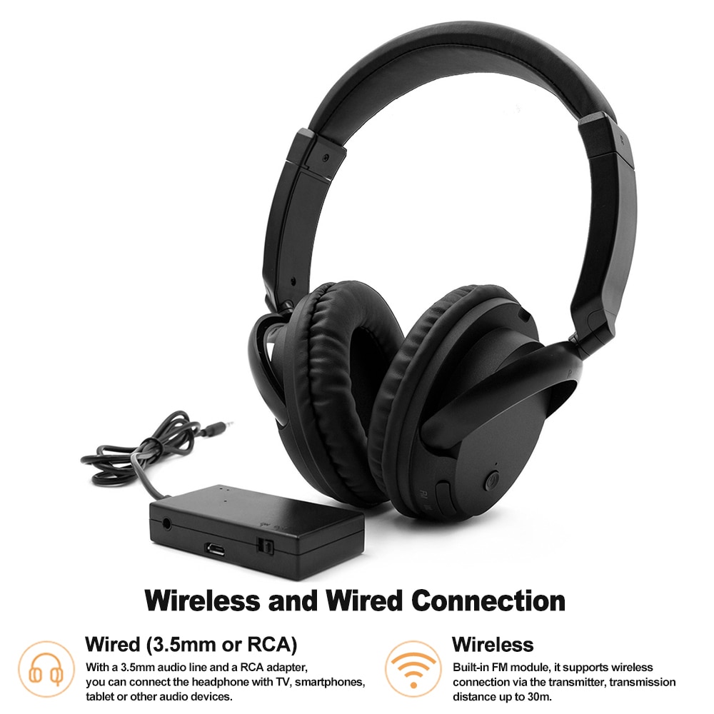 Fm Draadloze Hoofdtelefoon 3.5 Mm Bedrade Headsets Over-Ear Muziek Koptelefoon Aux Zender W/Mic Fm Radio Voor tv Pc Telefoons MP3 Speler