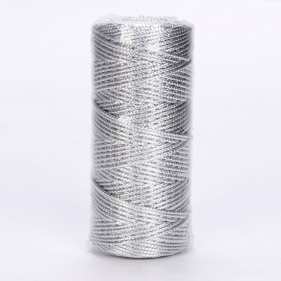 Cuerda de 100M y 1,5mm para manualidades, costura artesanal, cordón de macramé dorado y plateado, hilo trenzado para envolver , decoración textil para el hogar: Silver