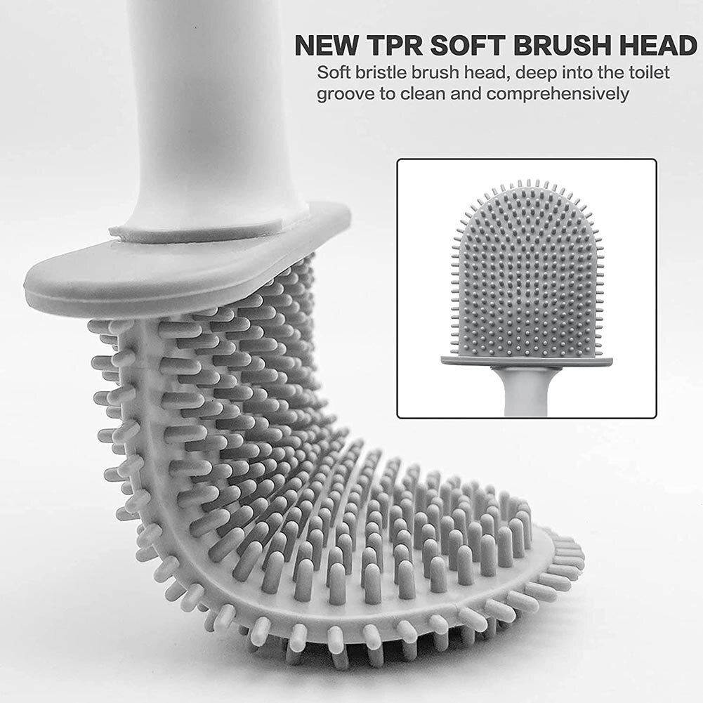 Scopino Per WC In Silicone, Silicone Piatto Con Supporto, Set