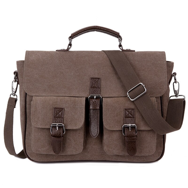 Kantoor Man Aktetas Tas Klassieke Stijl Business Mannen Tas Documenten Canvas Schoudertas Rugzak Rugzak Mannen Canvas Handtassen: Brown