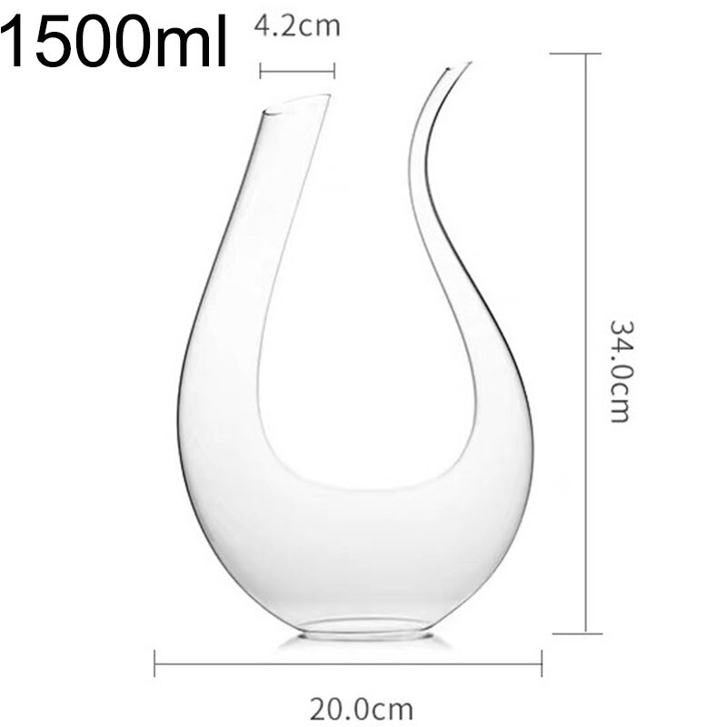 1500ml U Shape Wine Decanter Clear Leadfree Crystal Glass Hand Blown Red Wine Carafe Whiskey Decanter Home Wedding Bar Accessory