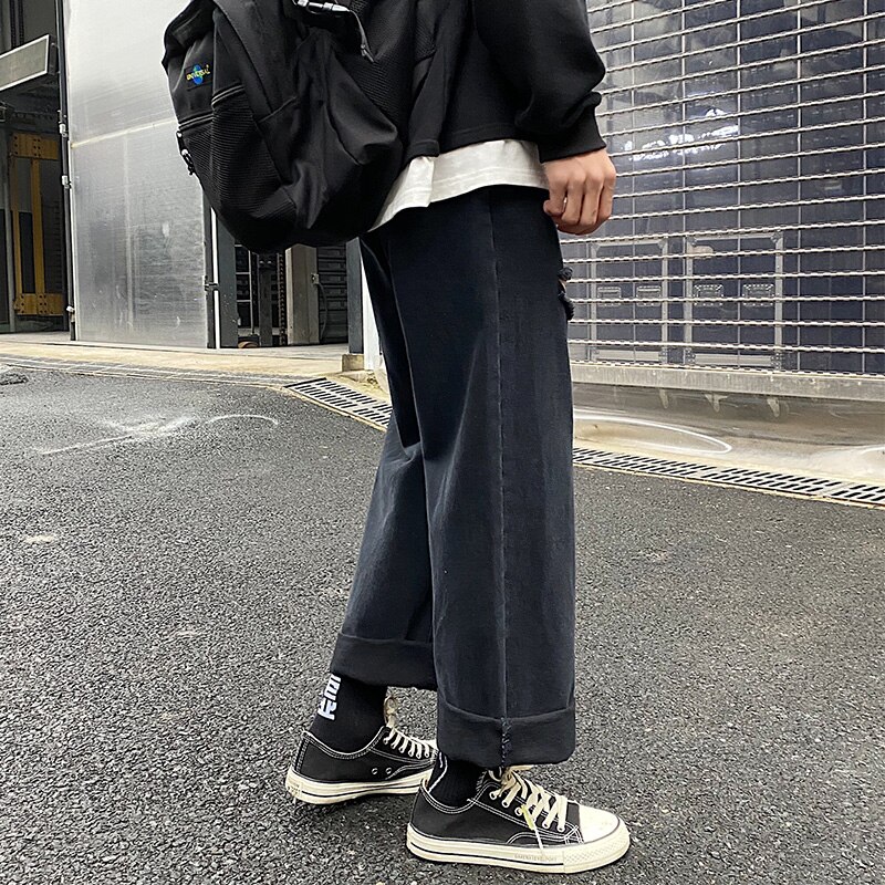 Pantalones vaqueros rectos rasgados para hombre, ropa de calle clásica, color negro, para las cuatro estaciones, S-5XL