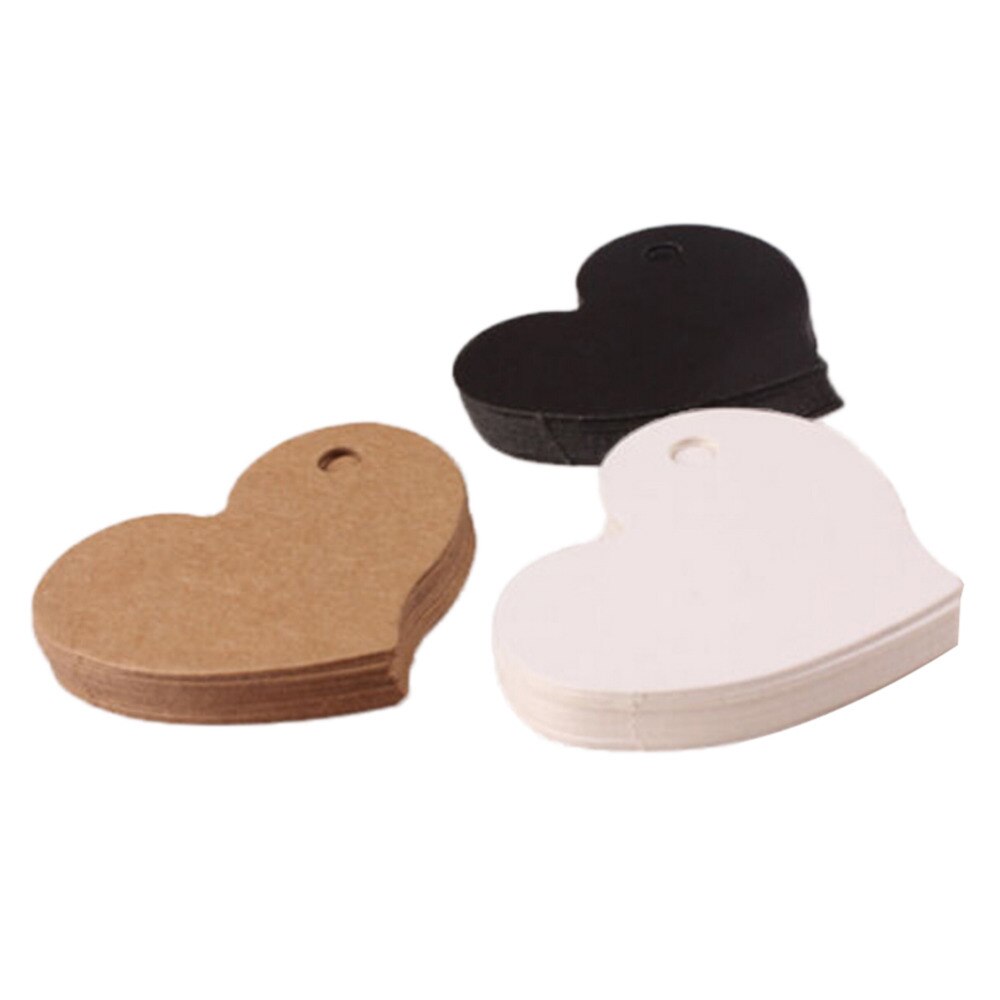 50pcs/set Blank Heart Shape Craft Paper Hang Tag Wedding Party Label Price Cards Decoration Bookmark 4.5*4cm