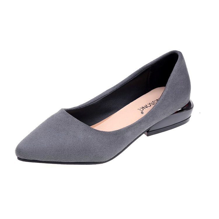 Tamaño grande individual 35-43 zapato Mujer otoño Zapatos señoras planos bajo con boca baja Zapatos De Mujer Sapato femenino: gray / 4