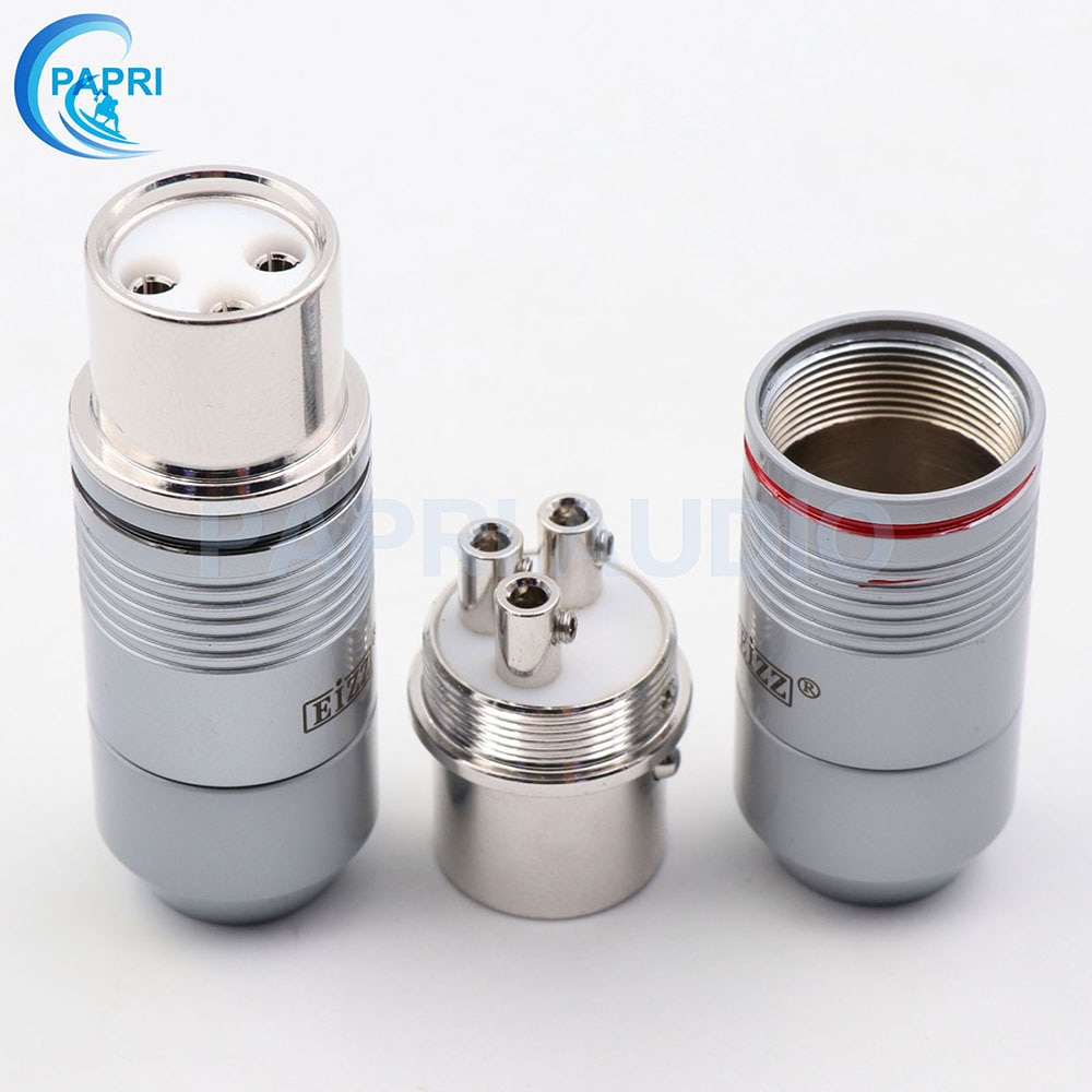 EIZZ 2PCS Tellurium Copper 3 pin Male Female XLR Connector MIC Snake 24K Gold Platinum Plated Audio AMP Microphone Cable Jack