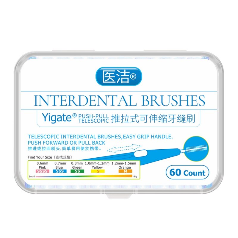 Push-Pull Interdental Brush Gum Interdental Tooth Brush Orthodontic Wire Brush Toothbrush Oral Care Toothpick 60 Pcs/Pack