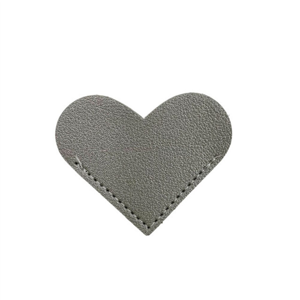 Pu Leather Heart Bookmark Book Corner Protective Cover Bookworm For Book Lover Stationery Supplies Bookmark: Light gray