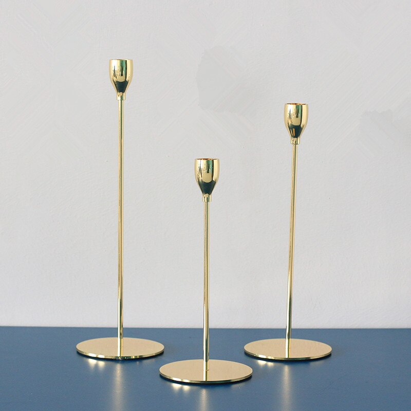 1pcs Luxury Gold Metal Wedding Candle Holders Home Decoration Living Room Decor Party Table Candlestick