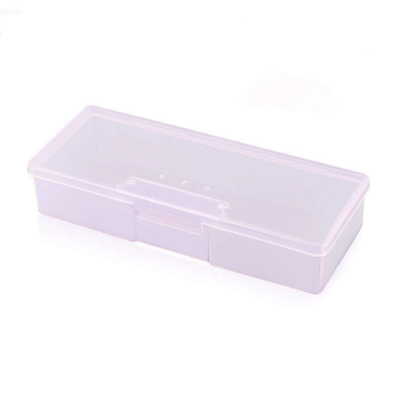 1 Pcs Nails Dot Drawing Pen Buffer Grinding File Storage Box Plastic Transparent Nail Manicure Tool Storage Box: pink