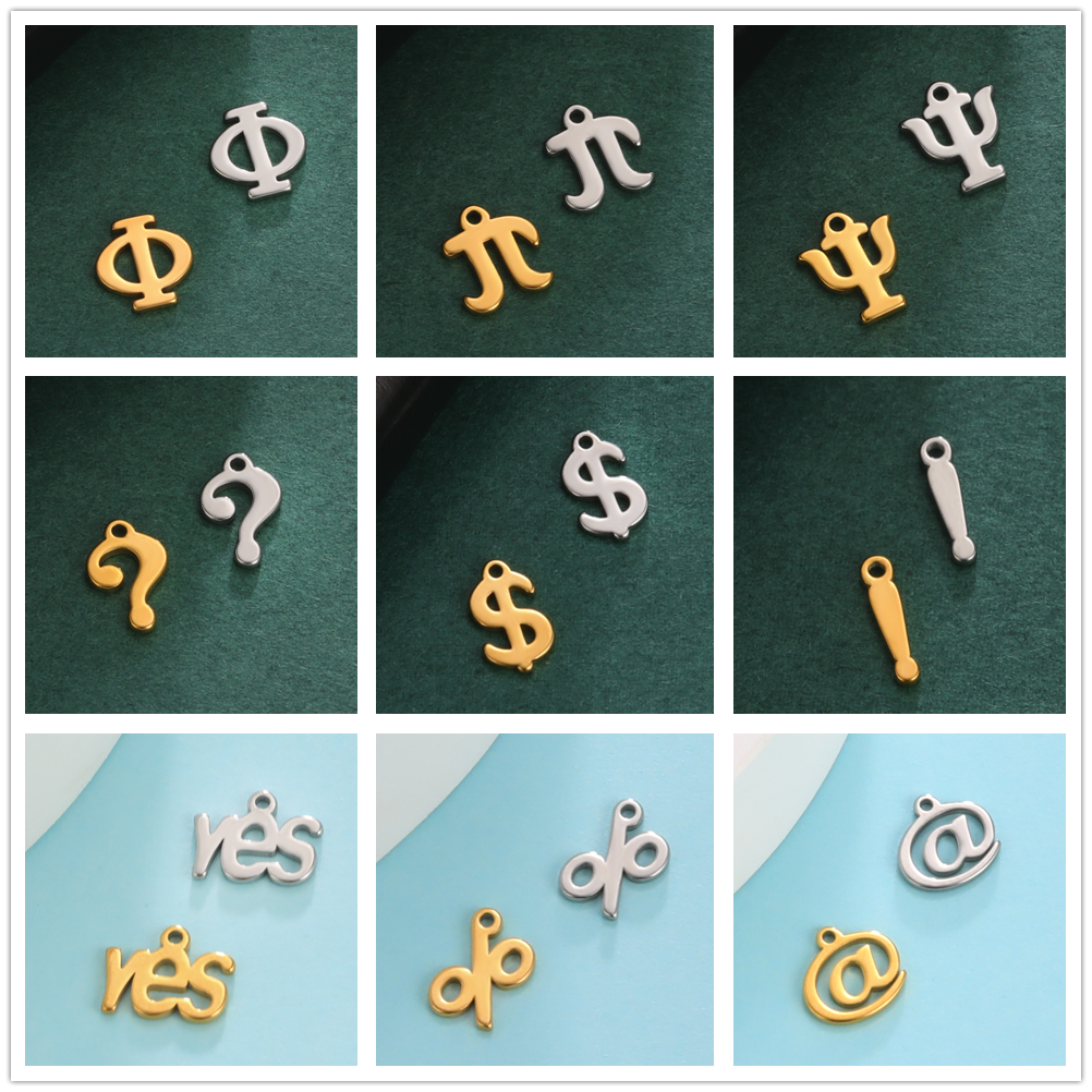 Teamer incantesimi in acciaio inossidabile creazione di gioielli alfabeto greco simbolo del dollaro ciondolo per collana braccialetto accessori fatti a mano fai da te