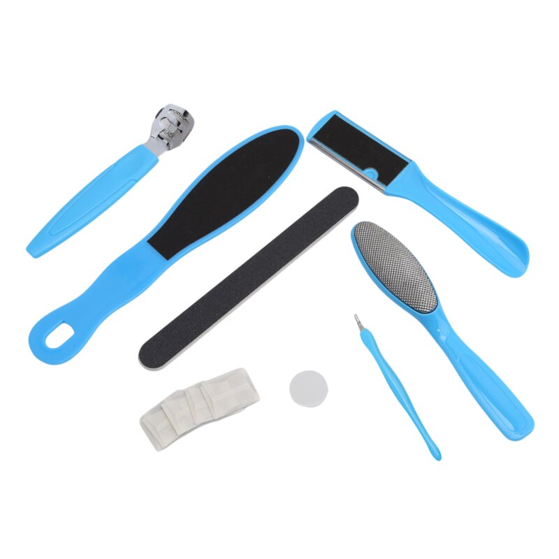 8 stk/sett pedikyr fotpleie verktøy sett fot rasp rustfritt stål pedikyr fotfiler død hud callus remover skrapefil: Default Title