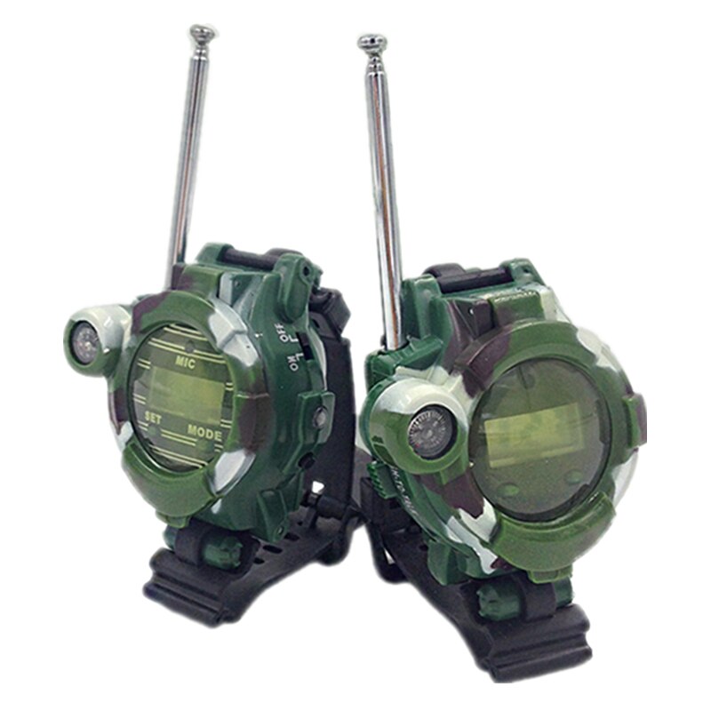 2 pezzi in 1 Walkie talkie orologio stile mimetico giocattolo per bambini bambini elettrico forte gamma chiara interfono Radio interattiva per bambini