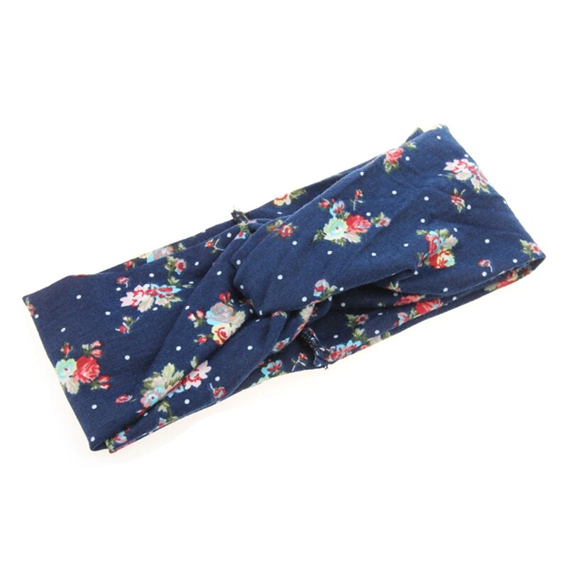 Vrouwen Sport Brede Bloemen Sport Haarband Vrouwelijke Volwassen Mode Casual Elastische Hoofdband Hoofdband Gewikkeld Haar Accessoires: Deep Blue