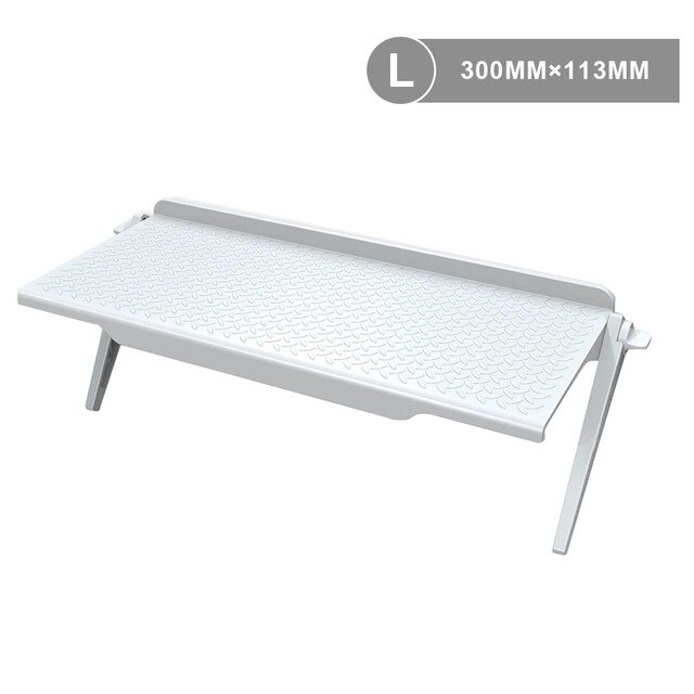 Étagère de rangement en plastique pour écran LCD, support de stockage multifonctionnel et pour moniteur d'ordinateur, peut supporter jusqu'à 1 kg: White L