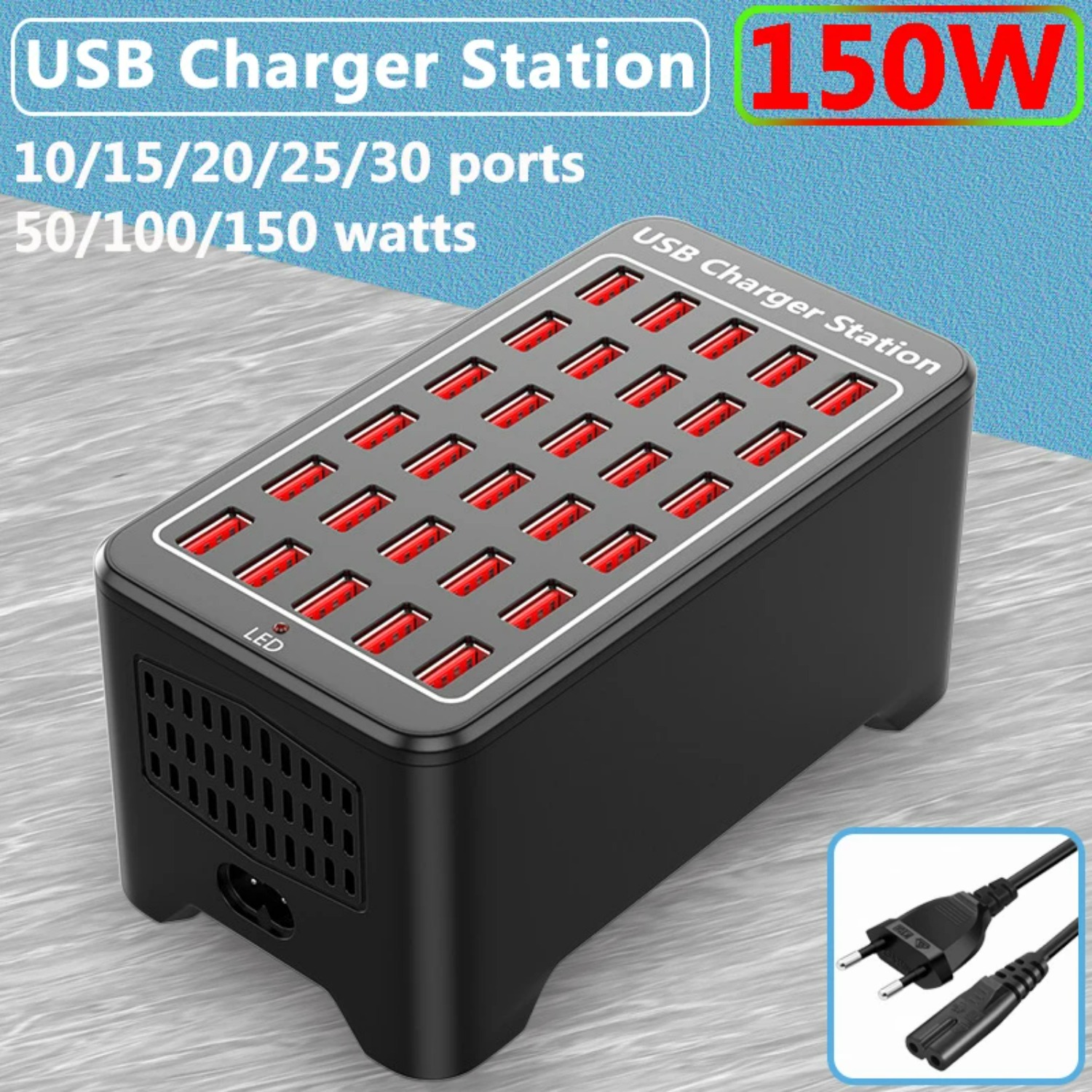 USB Lader 10/20/25/30 Poorten HUB 150W Universele Muur Desktop Snelle Laadstation Dock voor Mobiele Telefoon Power Adapter