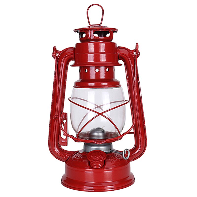 25cm retro klassisk petroleumslampe 6 farver 235 led dæmpbare petroleumslanterner væge bærbare lys bærbare lys udsmykning: Rød