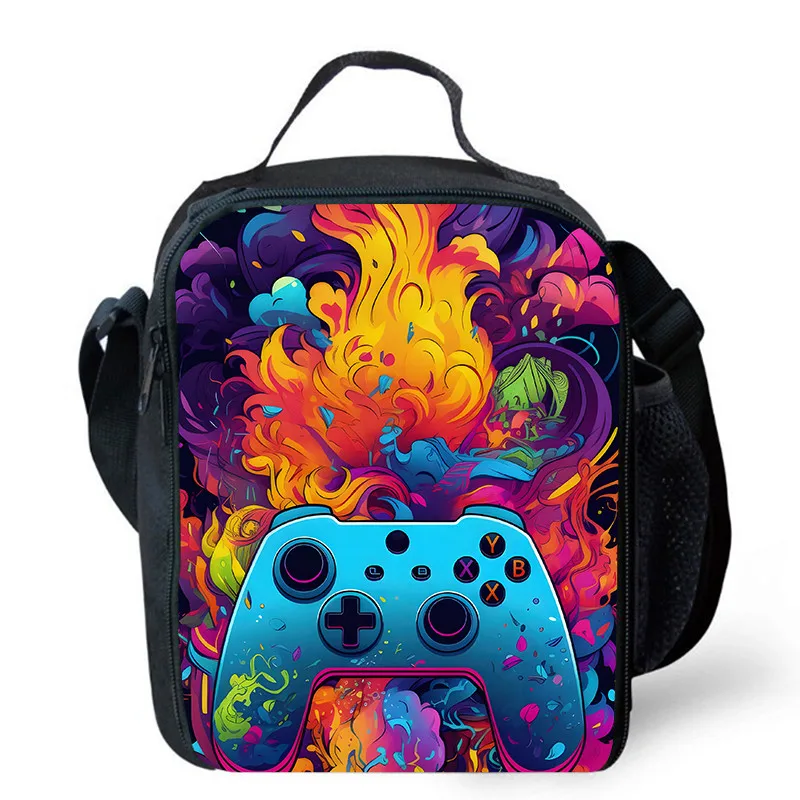 Lunch bags for Child,Cartoon Game con-so-les School Picnic Bags for Boys,Large Kids Insulation Cooler Bags for Aged 4-10 years: Clear