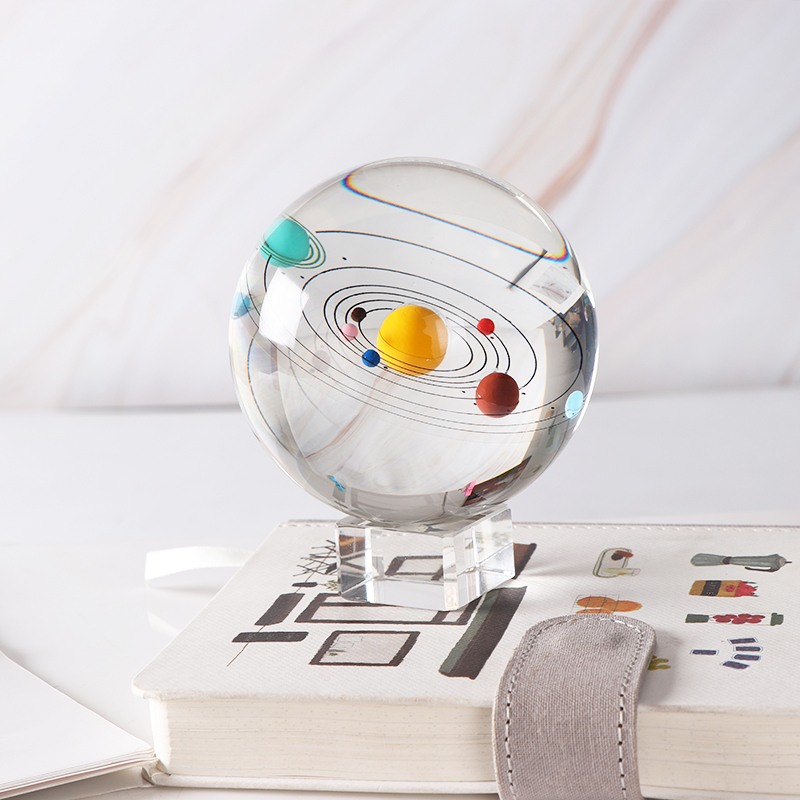 8cm farverige solsystemkugle 3d model globusglas miniatureplaneter til dekorationer til hjemmedekorationer souvenir til astrofil