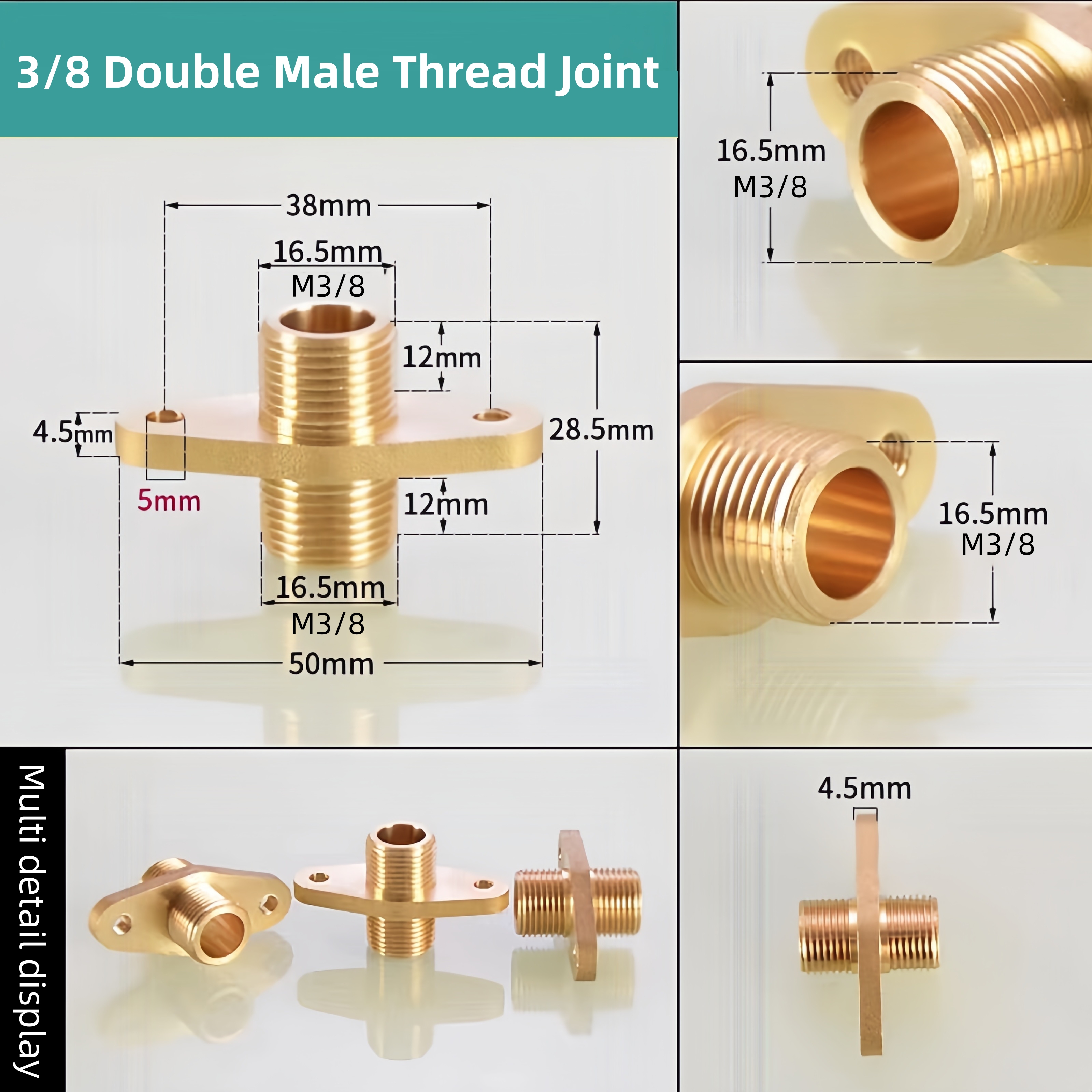 1/4 3/8 1/2 3/4 1 Inch Brass Water Pipe Accessories Copper Male/Female Thread Flange fixed Ear Joint Drinking Fountain Connector: Red / 1/2''