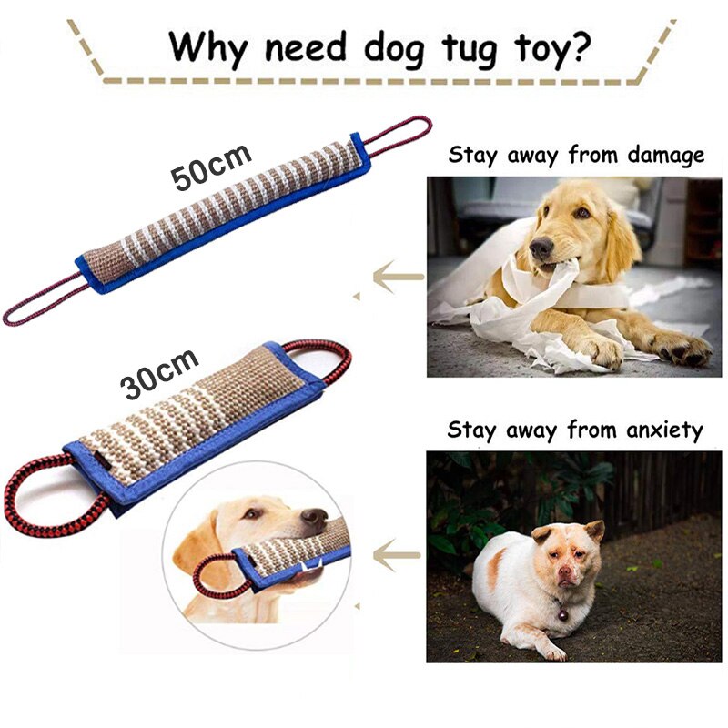 Durable Dog Chewing Toy Jute Pet Bite Tug Pillow With 2 Rope Handles Malinois German Shepherd Training Chew Toys For Large Dogs