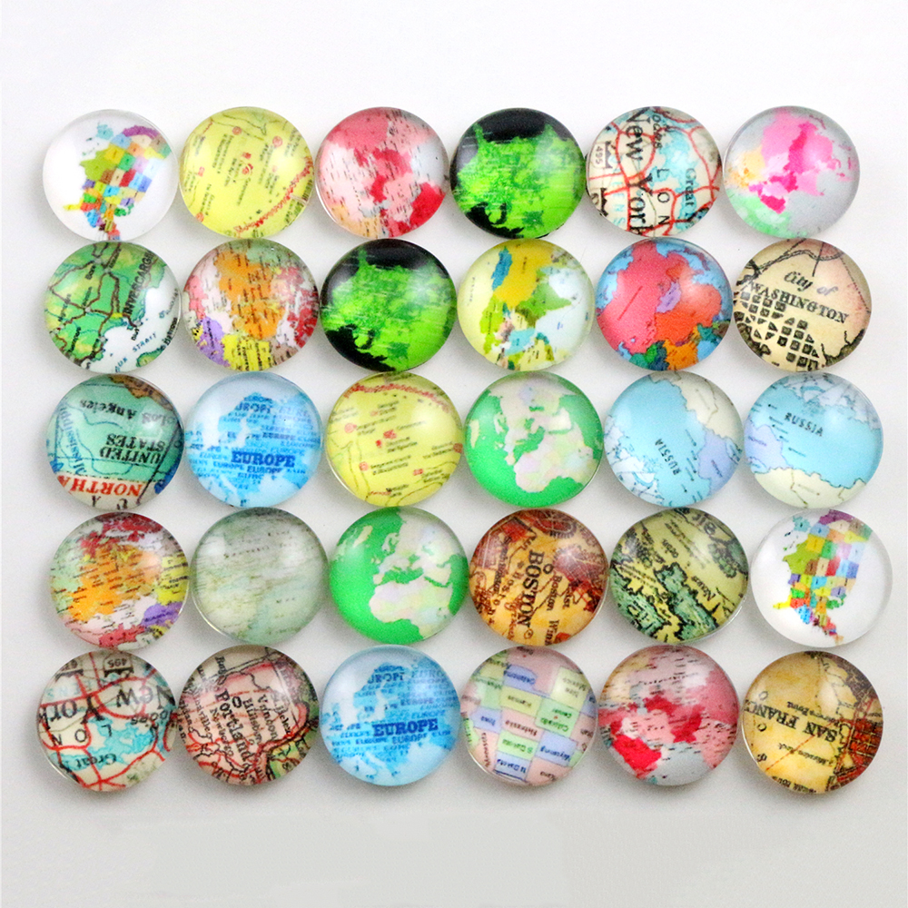 50pcs 12mm Mixed Flower Word Map Handmade Photo Glass Cabochons Pattern Domed Jewelry Accessories Supplie