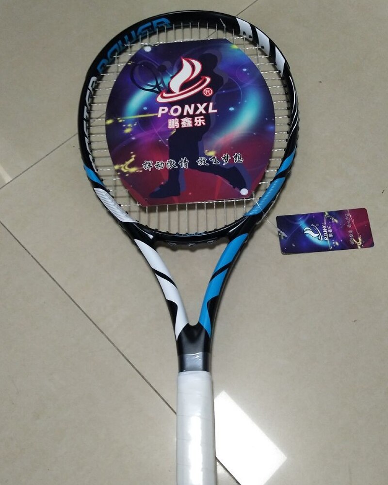 Tennisracket Profesional Set Carbon Tennis Padel Racket Met Tennis Tas Overgrip String Raquete De Tenis Voor Beginner Training: Dark blue with bag