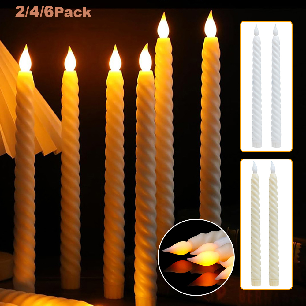 Velas cónicas LED sin llama, luces decorativas para ventana, velas navideñas, lámpara, velas largas eléctricas, candelabros sin llama con mecha 3D
