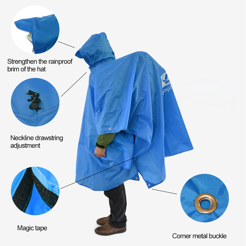 Chubasquero impermeable 3 en 1, Poncho ligero para senderismo al aire libre, chaqueta para la lluvia, cubierta para refugio solar, Camping, senderismo, ciclismo y escalada