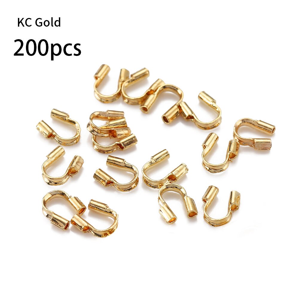 200Pcs/lot Stainless Steel Copper Wire Guard Protectors Loops U Shape Connectors for Jewelry Making DIY Accessories Supplies: Kc gold color