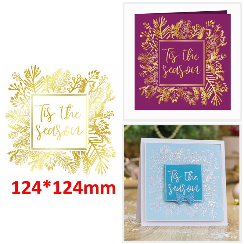 Adornos para árbol de Navidad hojas redondas copo de nieve Doodle Foil placas para DIY Scrapbooking Letterpress Embossing tarjetas: 5