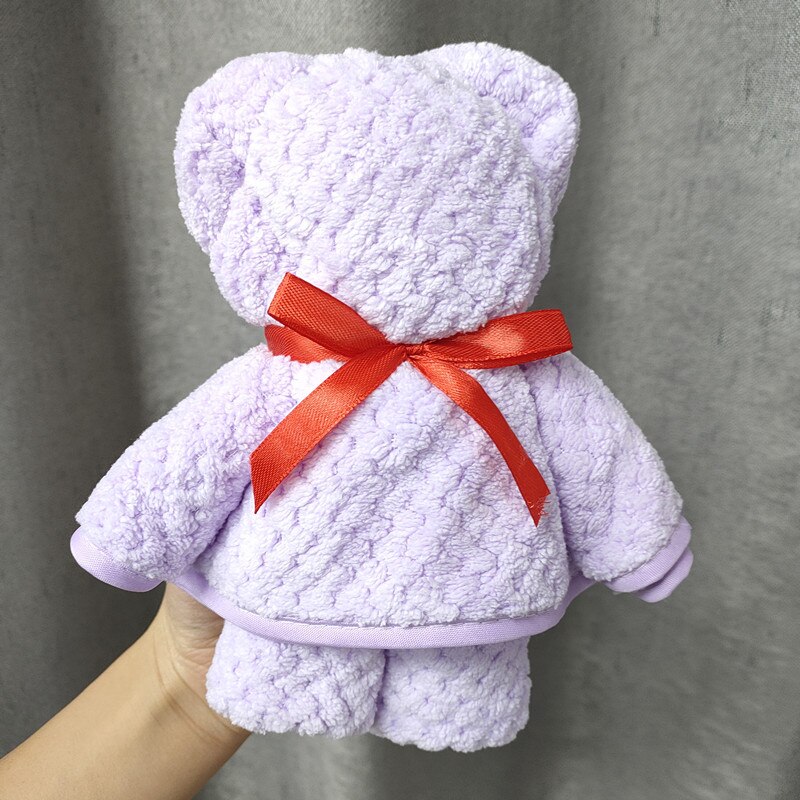 Ensemble de serviettes de bain de luxe en velours, molleton, forme d'ours, avec boîte, séchage rapide, en microfibre, de mariage, de fête