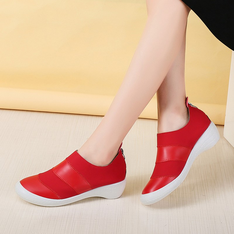 Size 35-41 Lente Licht Gewicht Platte Schoenen Mode Ronde Teen Sokken Schoenen Vrouw Sneakers Vrouwen Casual Geweven Loafers dames Schoenen: Rood / 9.5