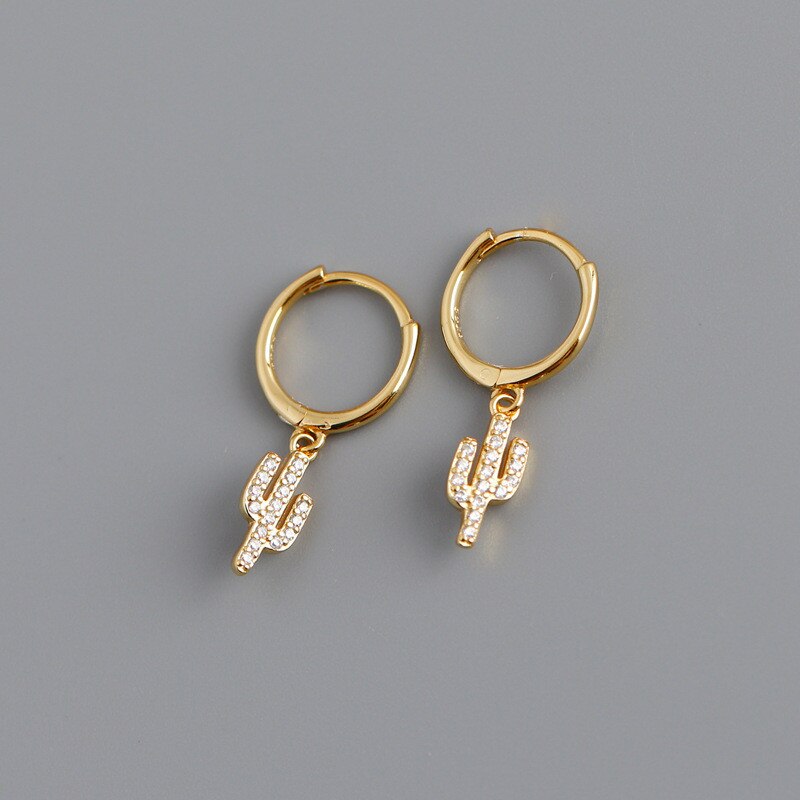 Ying Vahine 100% 925 Sterling Silber Kleinen Kaktus Anhänger Tropfen Ohrringe für Frauen