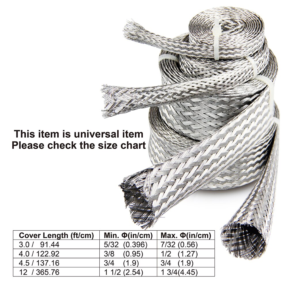 Universal Stainless Steel Engine Hose and End Sleeve Sleeving Kit Silver
