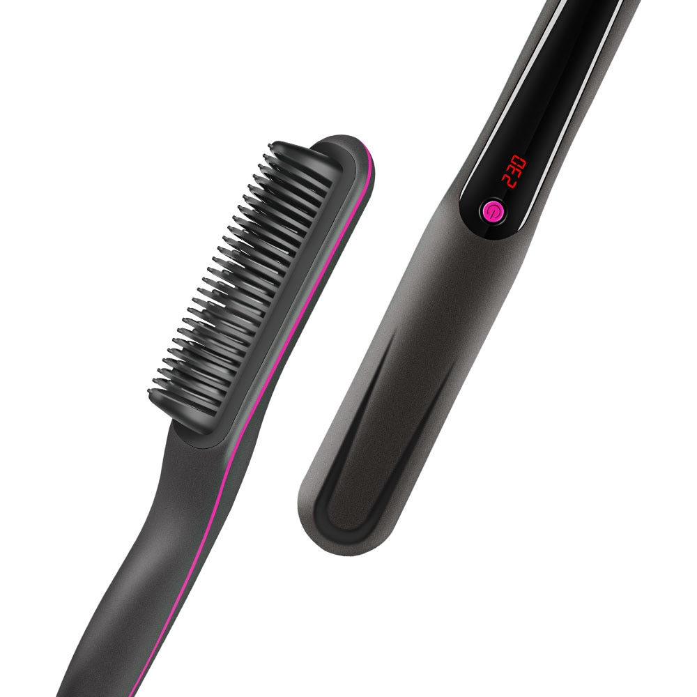 Alisador de pelo cepillo, peine de barba, cepillo alisador peine 3 niveles de calor, Auto Apagado portátil para el hogar, viajes, salón