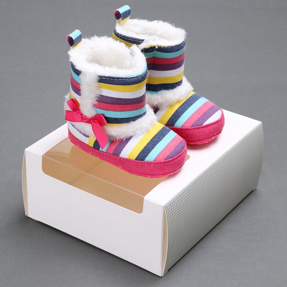 Botas de nieve para niñas pequeñas, zapatos cálidos con suela suave de arco iris, de princesa, para invierno