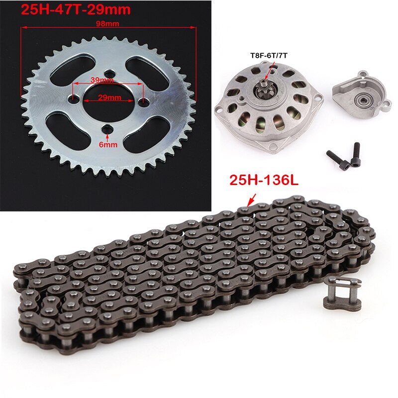 25H Gearbox Sprocket and Chain Clutch Drum Gear Box for 47cc 49cc 2 Stroke ATV Quad Go Kart Buggy Dirt Pocket Mini Motor Bike: Red