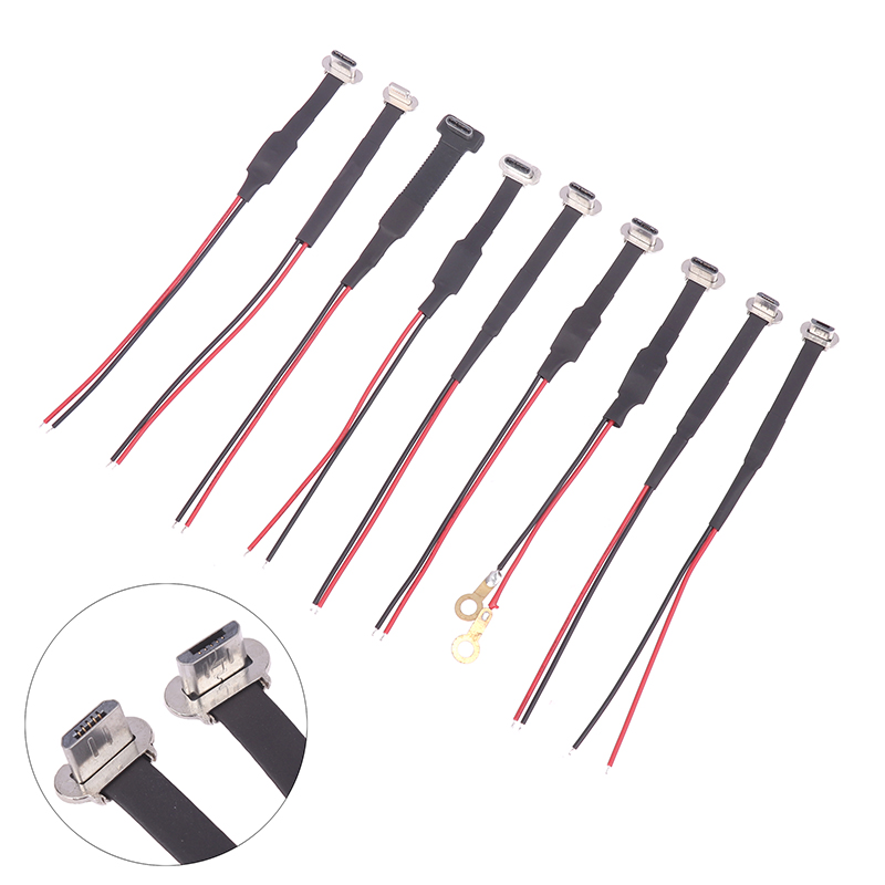 Conector Micro USB tipo C FPC, 2 pines, 3 pines con resistencia R1, Cable plano suave, Cable de carga macho, extensión de Cable de carga rápida para teléfono