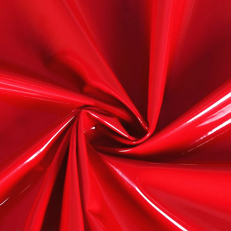 Shiny Glossy Soft Vinyl Patent Leather Fabric Elastic PVC Fabric Material for Dress Upholstery 140CM Wide Sold By Meter: XXL / Red