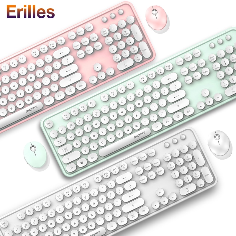 Set van 2.4g draadloze toetsenborden en muizen, schattig roze multifunctioneel toetsenbord en muis voor lenovo/asus/dell muizen, 1600 dpi gamertoetsenbord