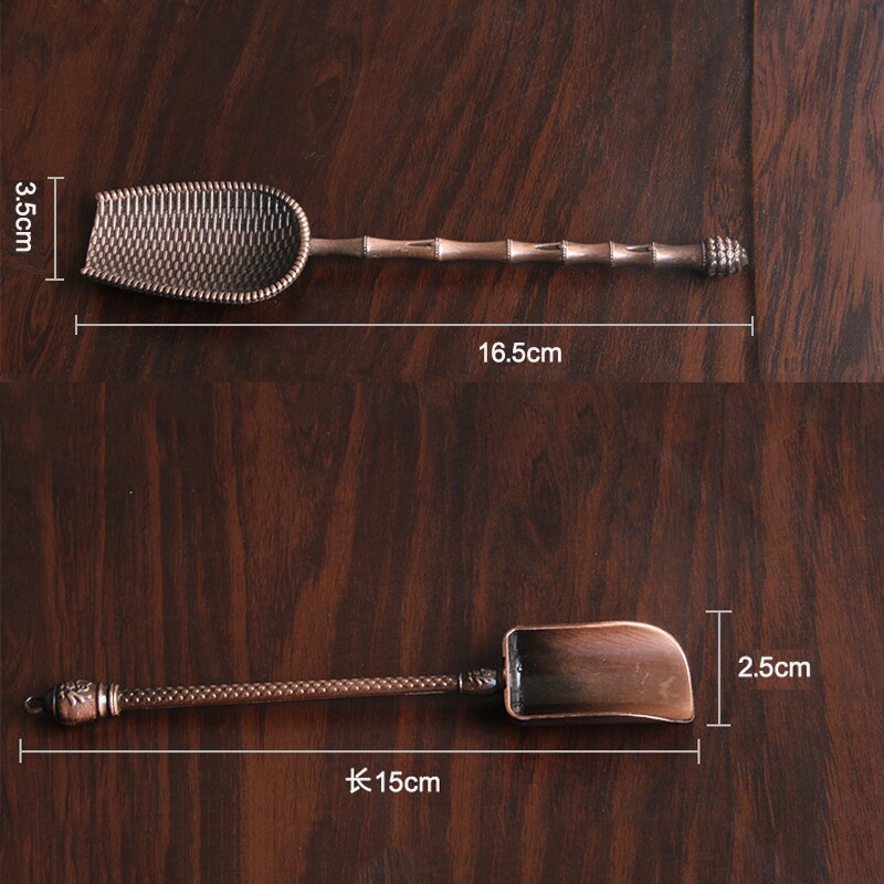 Chinese Stijl Schop Vorm Thee Lepels Retro Thee Accessoires Koperen Suiker Zout Koffie Lepels Voor Keuken Kongfu Thee Tools Gadgets