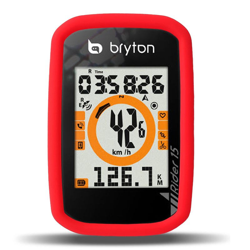 Cykelcykling  r15 computer stopur silikone gummi beskyttelsesetui smart cover med lcd-skærmfilm til bryton rider 15: Rød sag og film