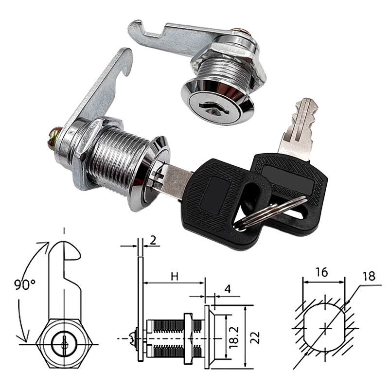 Juego de 5 cerraduras de seguridad con cilindro de Metal, cerradura de leva con llaves, buzón de seguridad, cajón de cerradura de 16mm/20MM/25MM/30MM
