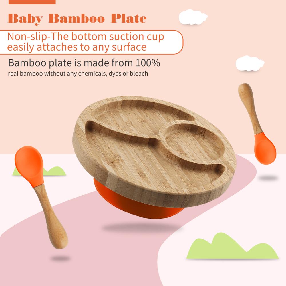 Baby Feeding BowlBaby Dinner fixed Plate Wooden Snack Plate Cutlery Child Feeding Tableware Children Dishes Rice Feeding
