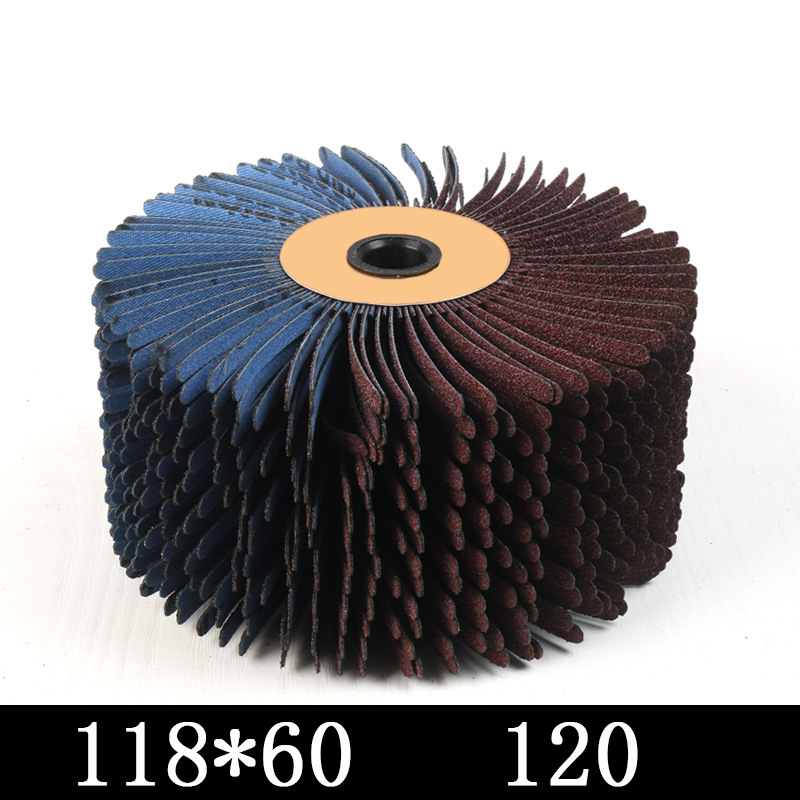 118x60/30mm 120-600 Grit Abrasives Wire Drum Wood Burnishing Polishing Wheel Brush Cloth Sanding Grinding Groove Mop Buffing Pad: 60MM 120 Grit