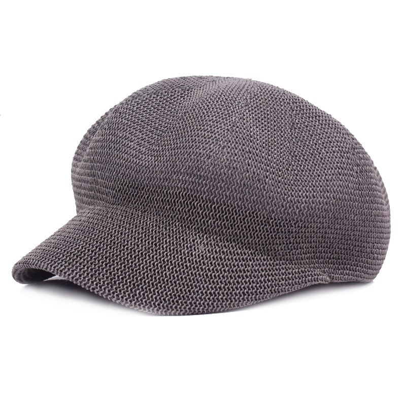 Automne hiver gavroche casquettes hommes femmes Tweed octogonal chapeau maille casquette béret chapeau respirant détective chapeaux rétro casquettes plates: grey