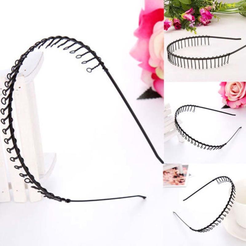 Diadema deportiva de fútbol para hombre, cinta de pelo con dientes de alambre de Metal, color negro, novedad