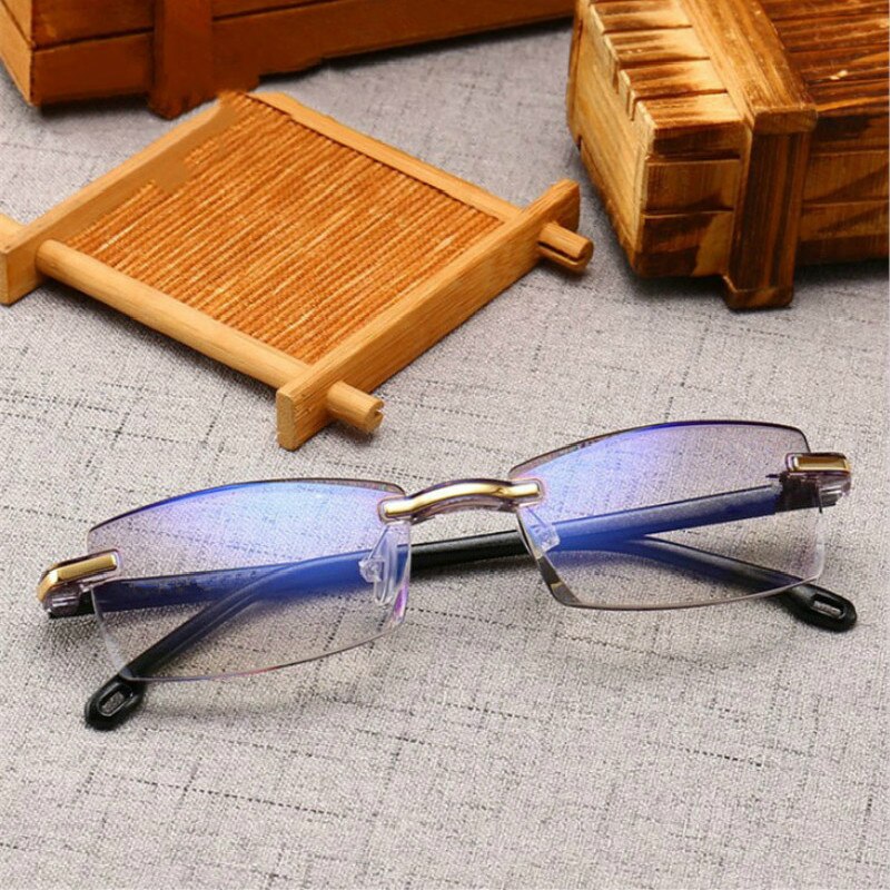 Randloze Leesbril Vrouwen En Mannen Transparant Blauw Licht Blokkeren Frameloze Computer Bril Anti-Blauwe Glazen Accessoires